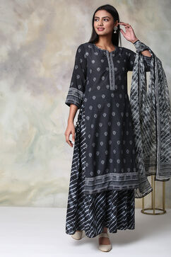 Black Art Silk Sharara Kurta Sharara Suit Set image number 0