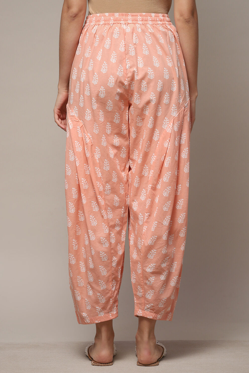 White Blue Cotton Printed Relaxed Salwar image number 2