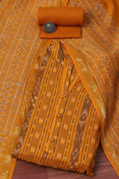 Orange Cotton Unstitched Suit set image number 0