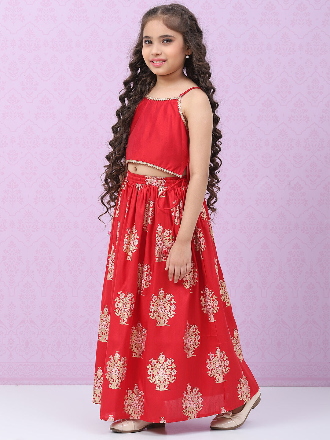Red Art Silk Lehenga Set image number 3