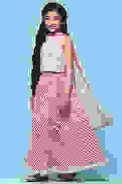 Pink Cotton Embroidered Blouse & Lehenga With Net Dupatta image number 4