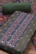 Olive Green Chanderi Rajasthani Print Unstitched Suit Set image number 1
