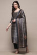 Grey Silk Blend Unstitched Suit Set image number 5