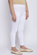 White Cotton Lycra Solid Leggings image number 2
