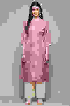 Dusty Pink Printed Straight Kurta image number 5
