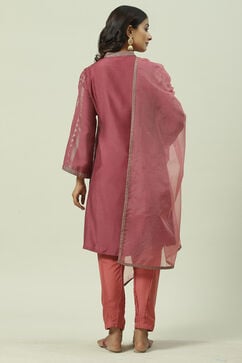 Onion Pink Printed Straight Kurta Salwar Suit Set image number 4