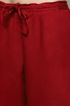 Green & Maroon Rayon Gathered Kurta Palazzo Suit Set image number 2
