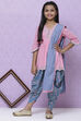 Pink Cotton Straight Kurta Dhoti Salwar Suit Set image number 4