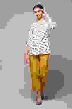 Mustard Cotton Flax Pants image number 0