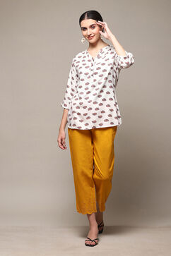 Mustard Cotton Flax Pants image number 0