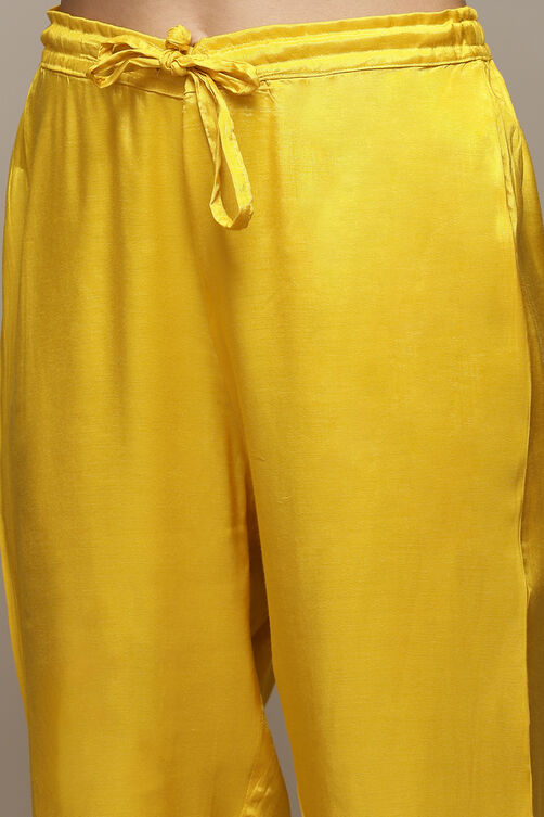 Yellow Viscose Straight Kurta Pants Suit Set image number 2