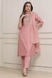 Light Pink Viscose Rayon Straight Suit Set image number 0