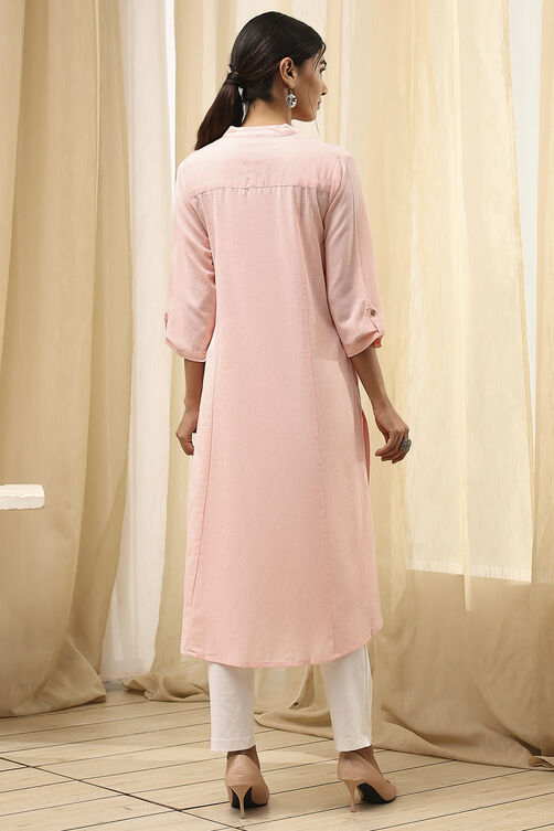 Black Cotton Blend Solid Straight Kurta image number 4