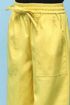 Yellow Cotton Straight Joggers image number 1