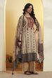 Beige Traditional Motifs Poly Linen Kurta Set image number 2