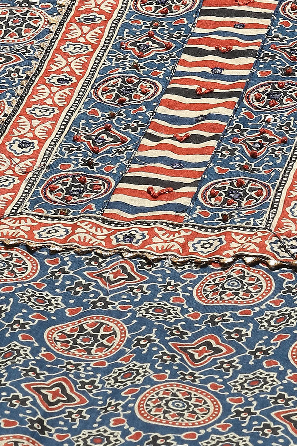 Blue Cotton Unstitched Suit set image number 2