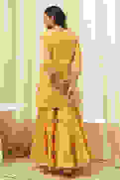 Ochre Yellow Embroidered Straight Suit Set image number 4