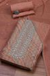 Olive Rust Cotton Printed Embroidered Unstitched Suit Set image number 0