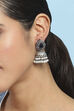 Navy Blue Stone-Studded Oxidised Jhumkas image number 1
