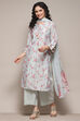 Grey Cambric Straight Kurta Palazzo Suit Set