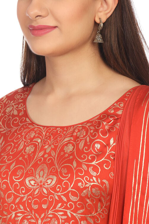 Rust Modal Asymmetric Kurta Palazzo Suit Set image number 1