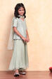 Green Viscose Blend Peplum Suit Set image number 5