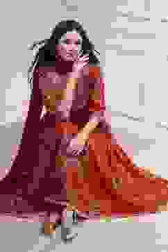 Red Cotton Foil Printed Anarkali Suit Set image number 0