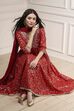 Red Cotton Foil Printed Anarkali Suit Set