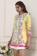 Yellow Cotton Printed Straight Short Kurta image number 2