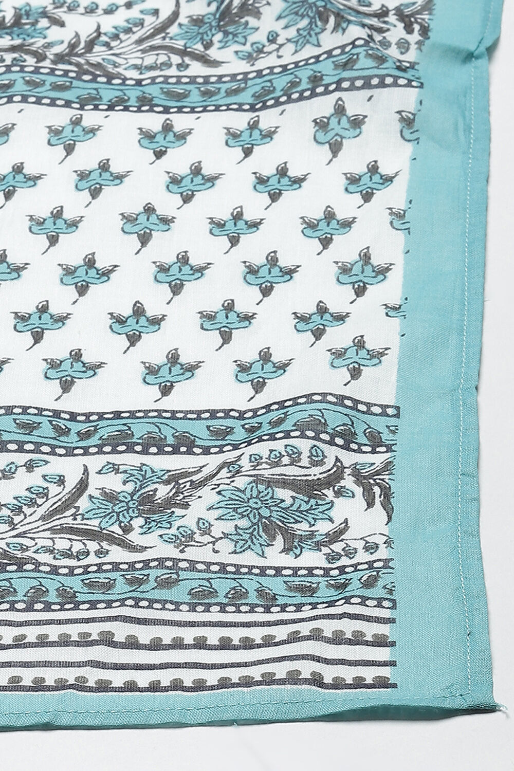 Turquoise Cotton A-Line Kurta Palazzo Suit Set image number 2