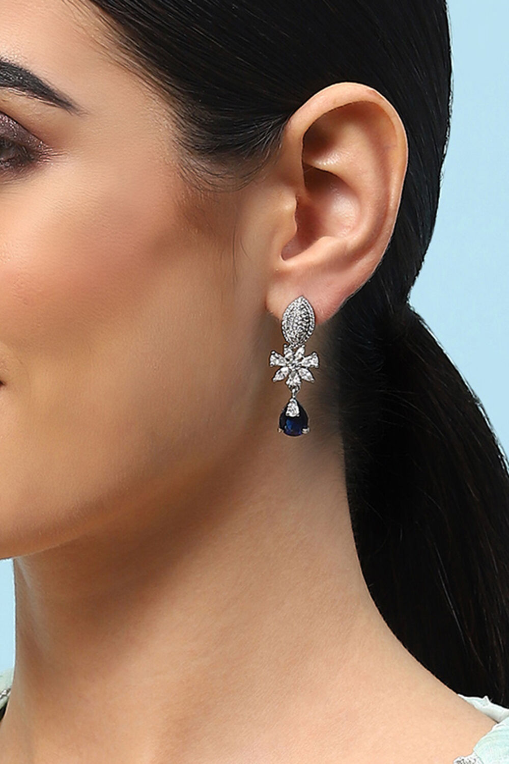 Navy Brass Earrings image number 1