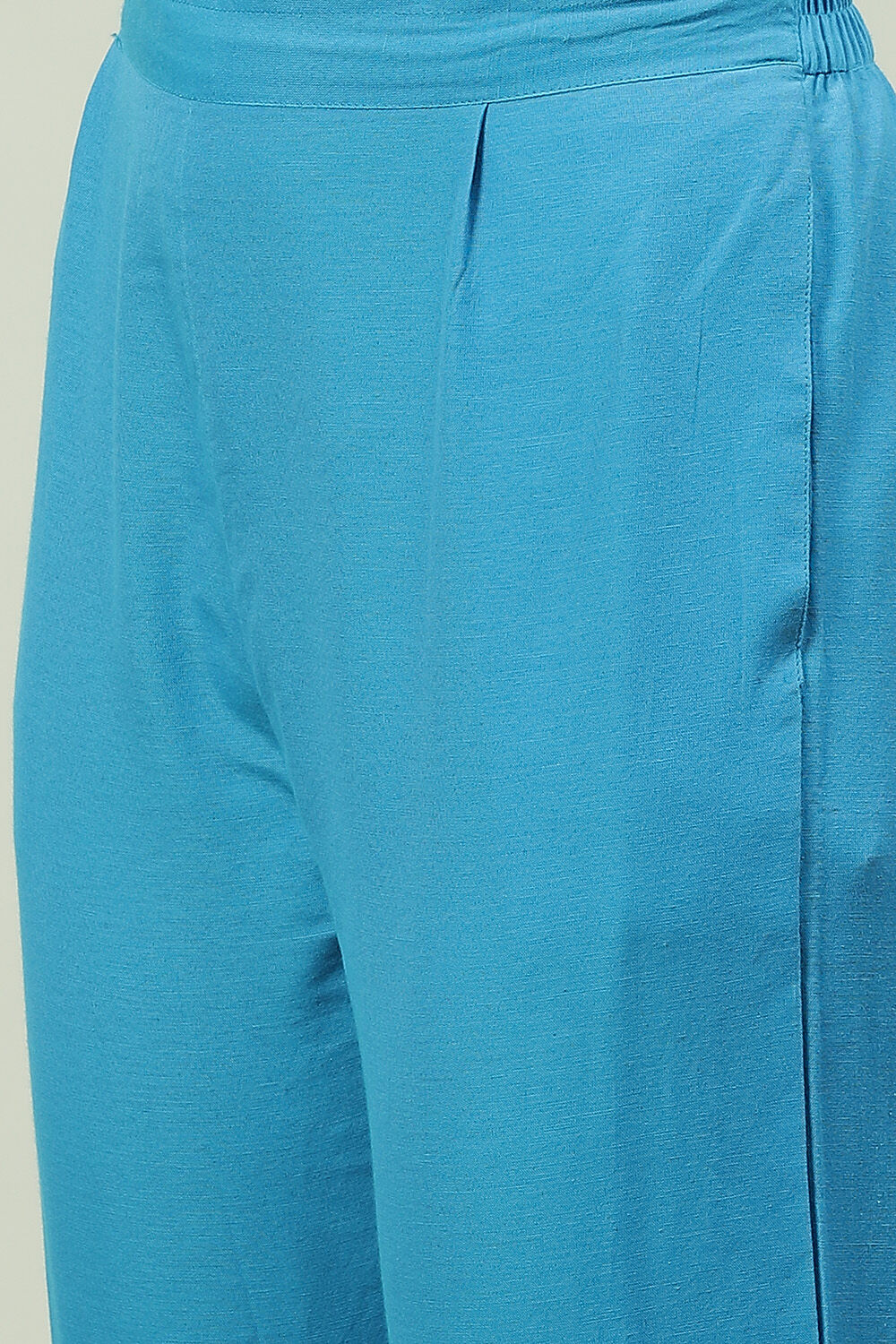 Blue Cotton Unstitched Suit Set image number 2