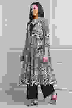 White Cotton Anarkali Fusion Set image number 3