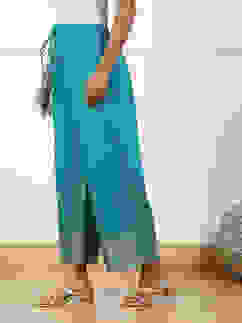 Blue Jacquard Solid Straight Palazzo Pants image number 2