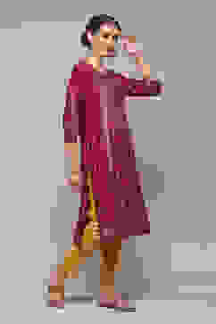 Plum LIVA Straight Printed Kurta image number 3