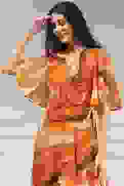 Mustard Yellow Printed Flared Dress image number 1