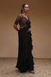 Black Modal Satin Pre-Draped Saree image number 4