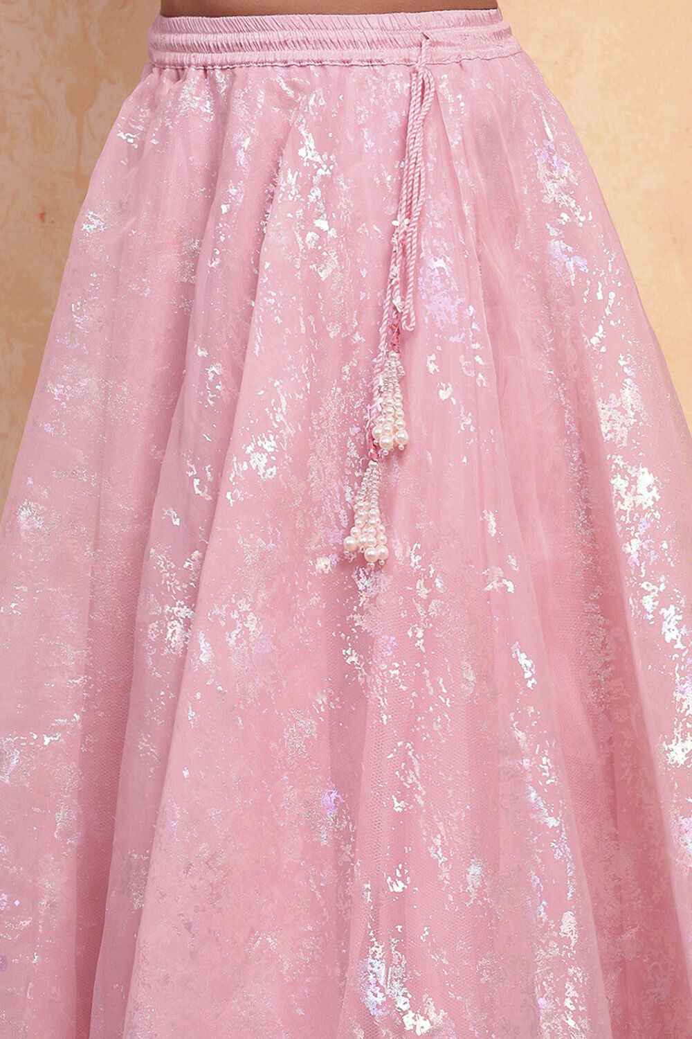 Pink Viscose Printed Flared Lehenga Set image number 2