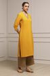 Yellow Cotton Yarndyed Straight Kurta image number 4