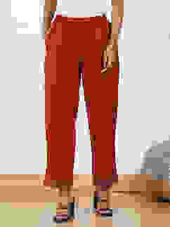 Rust Solid Mid-Rise Straight Palazzo Pants image number 4