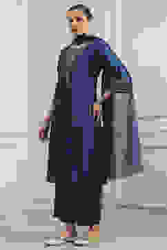 Blue Chanderi Embroidered Straight Suit Set image number 3