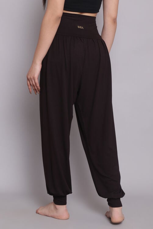 Black Viscose Blend Harem Pants image number 5