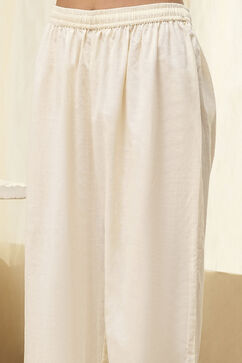 Off-White Cotton Floral Gathered Suit Set image number 3