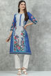 Blue Cotton Straight Printed Kurta image number 5