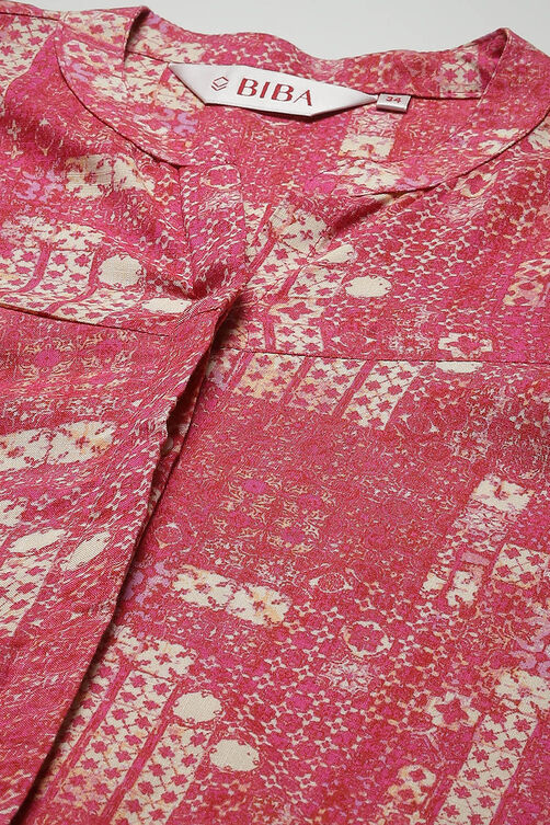 Navy LIVA Printed Kurti image number 5