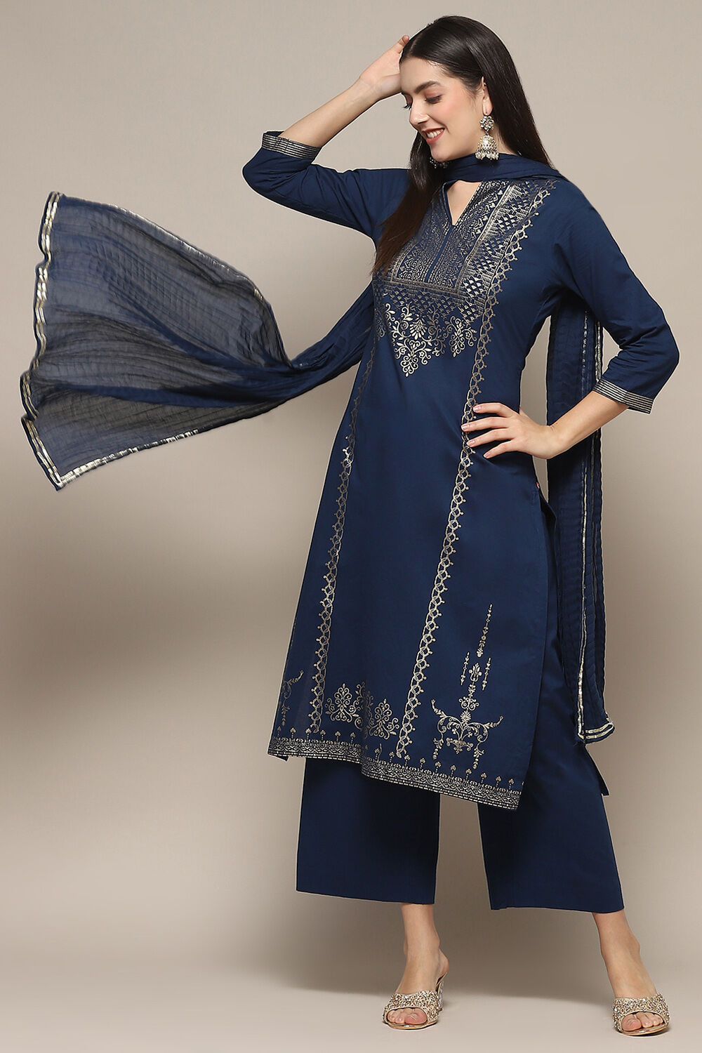 Deep Red Cambric Relaxed Kurta Palazzo Suit Set image number 0