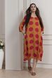Mustard Yellow Printed A-Line Dress