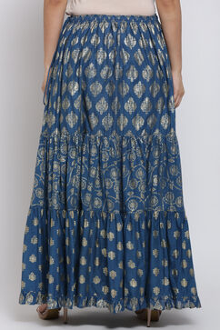 Marine Blue Cotton Skirt image number 5