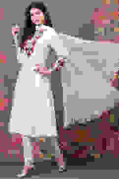 Rohit Bal Off White Cotton Silk Straight Yarndyed Suit Set image number 5