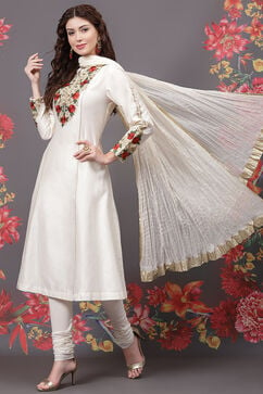 Rohit Bal Off White Cotton Silk Straight Yarndyed Suit Set image number 5